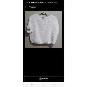 H&M Cream Fuzzy Short Sleeve Sweater Women’s Size XL NWT